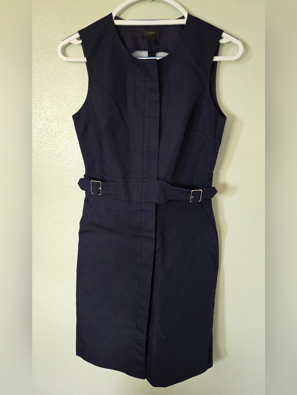 J. Crew | Navy Sleeveless Zip Front Belted Dress Size 0